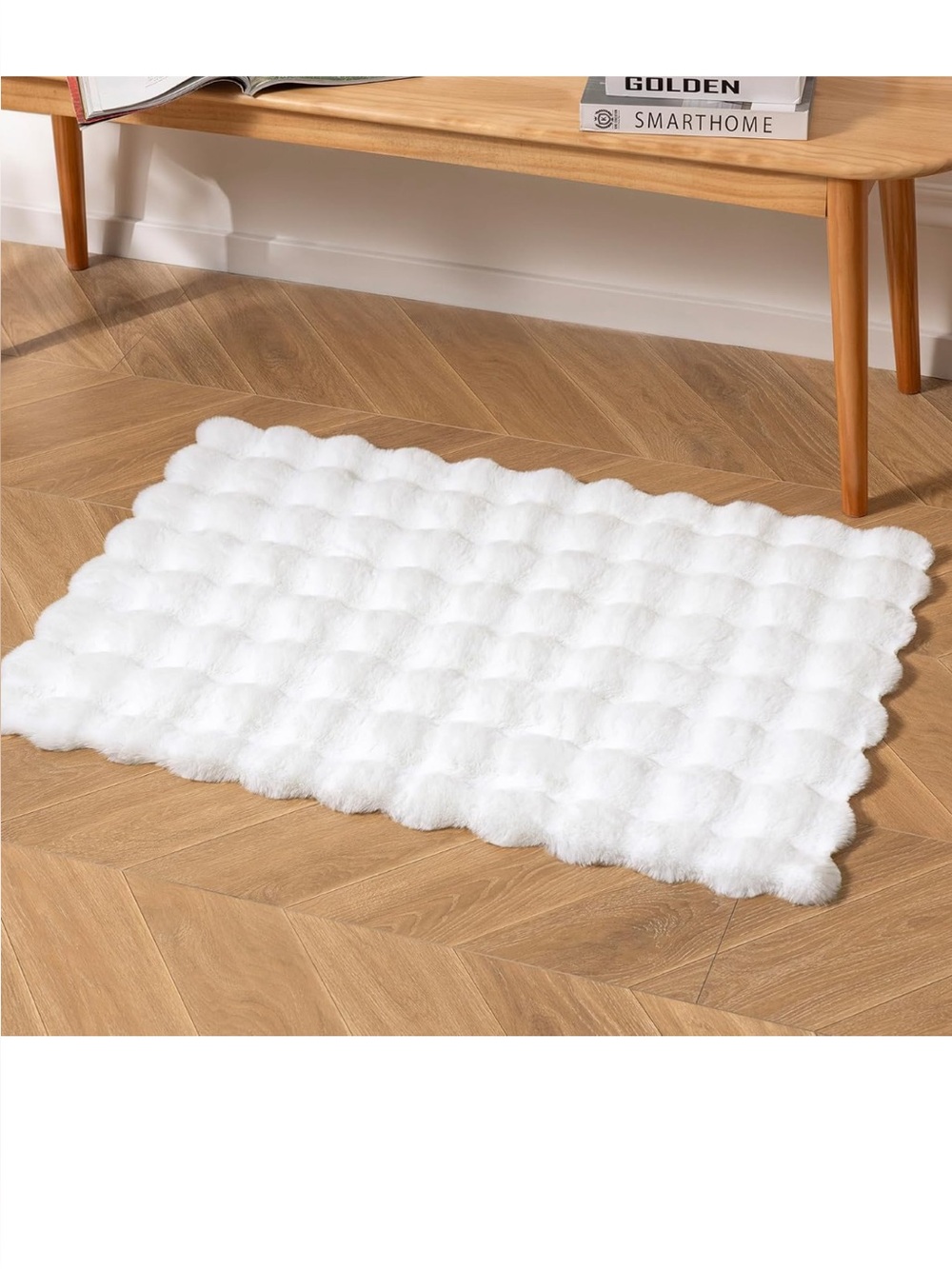 NWOT Plush White Bath Rug - Soft Tufted Bathroom Mat